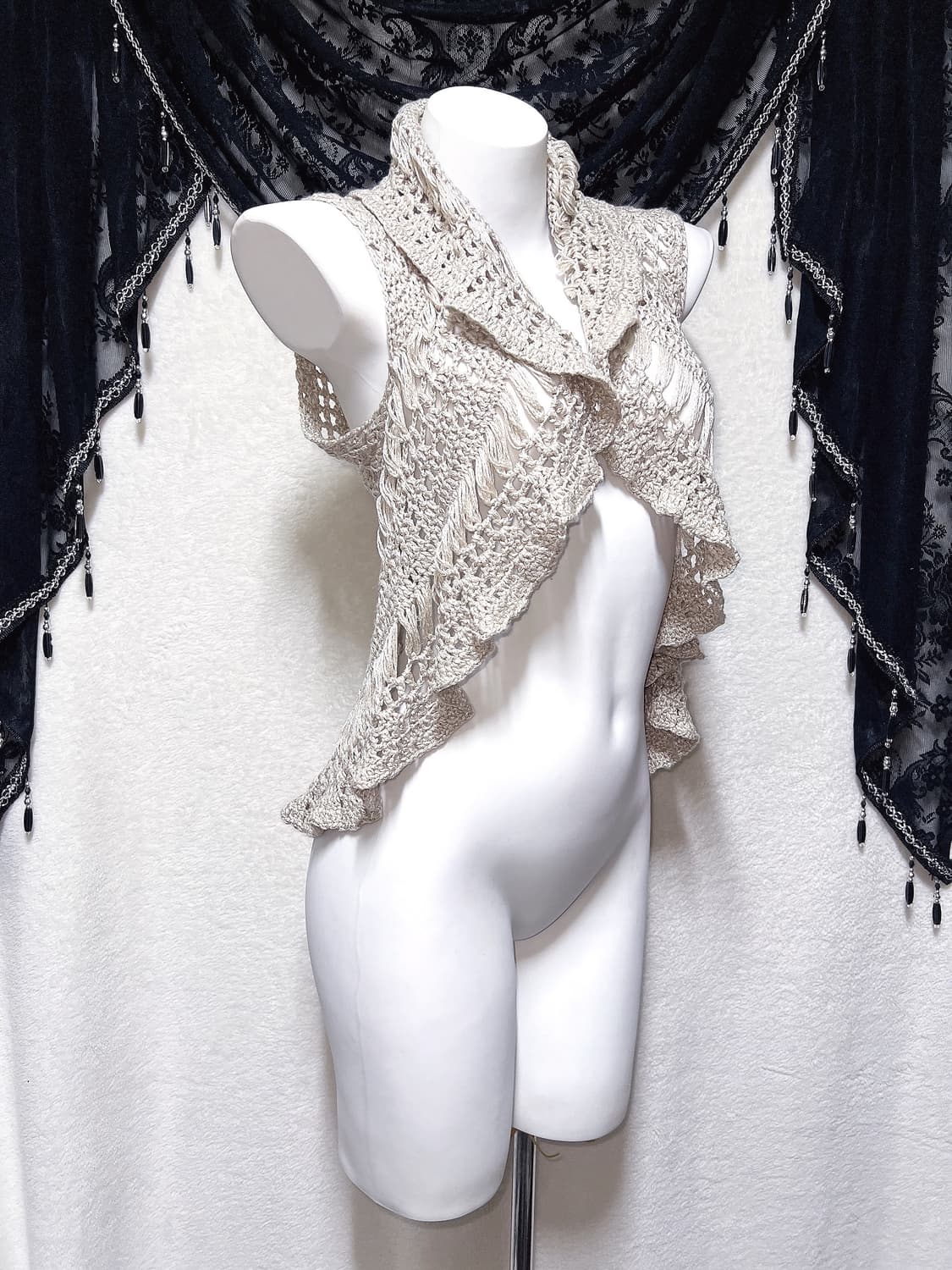 오리엔탈 윈터페어리 그런지 크로셰 뜨개니트 조끼 베스트 볼레로 핀터 모리 상품이미지2