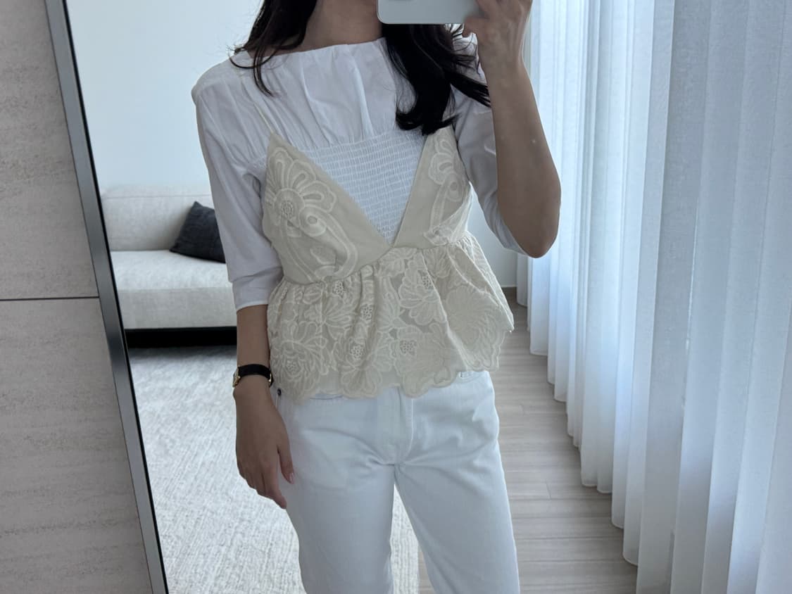 <실착 1회🖤> 일본 디자이너 브랜드 SEEALL 게더 코튼 블라우스 상품이미지7