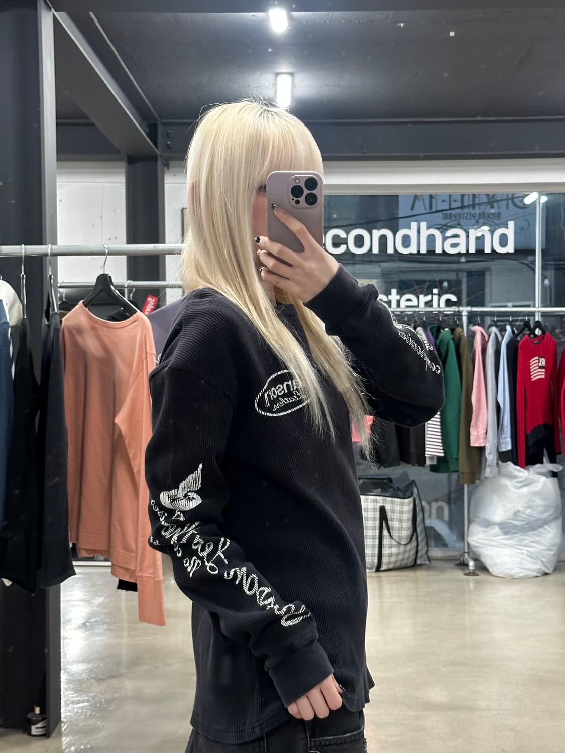 벤슨 모터사이클 백프린팅 와플 긴팔 슬리브 티셔츠 상품이미지4