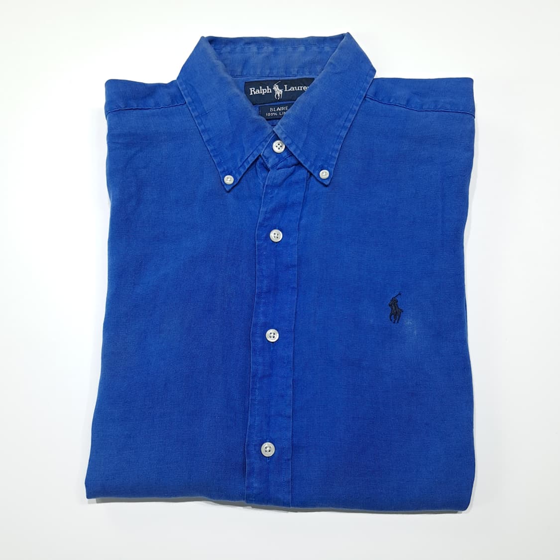CK101 M 폴로 90s 린넨 버튼다운 블루 반팔 셔츠 남방 상품이미지7
