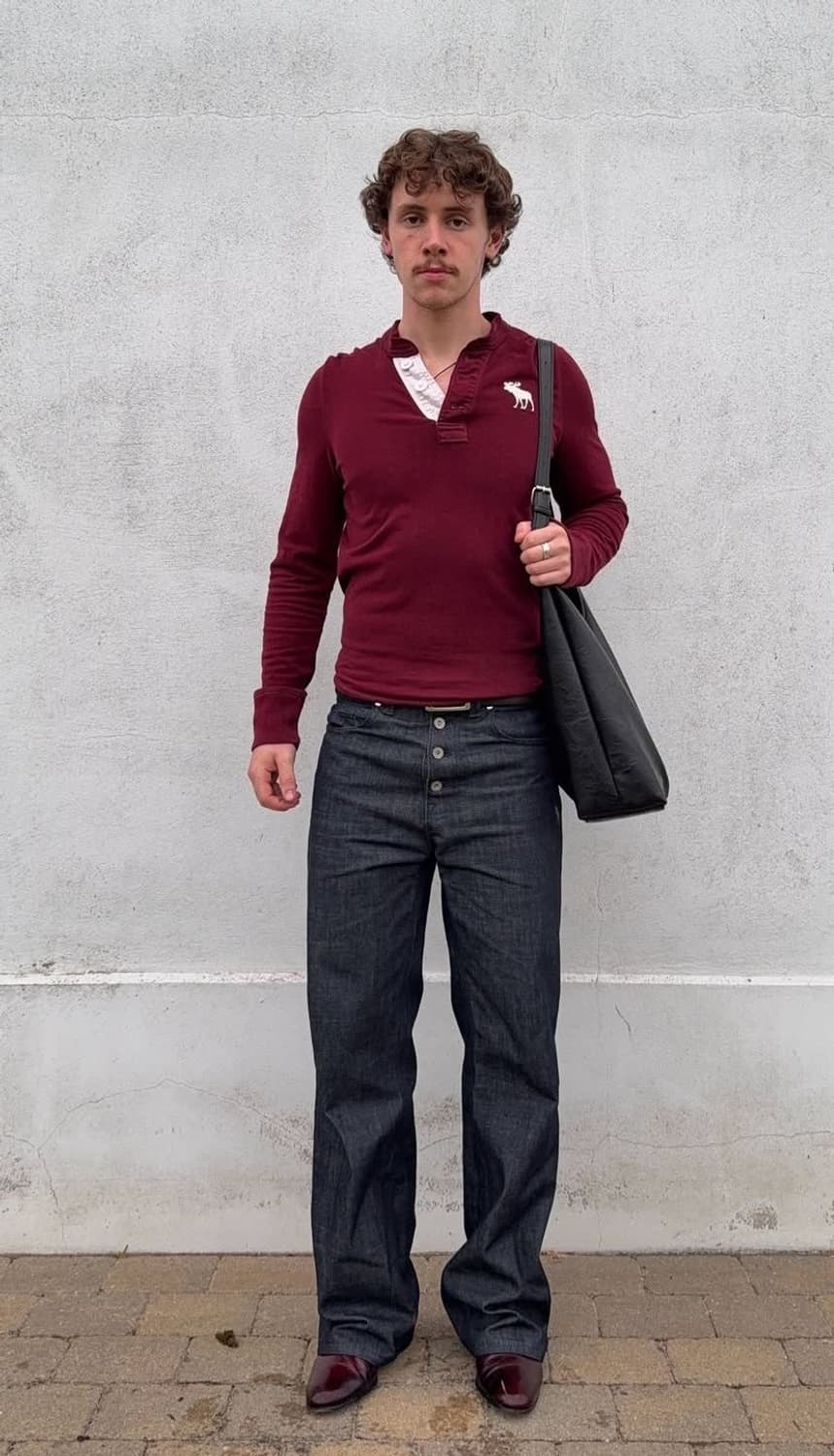 타미힐피거 버건디 긴팔폴로 L 상품이미지2