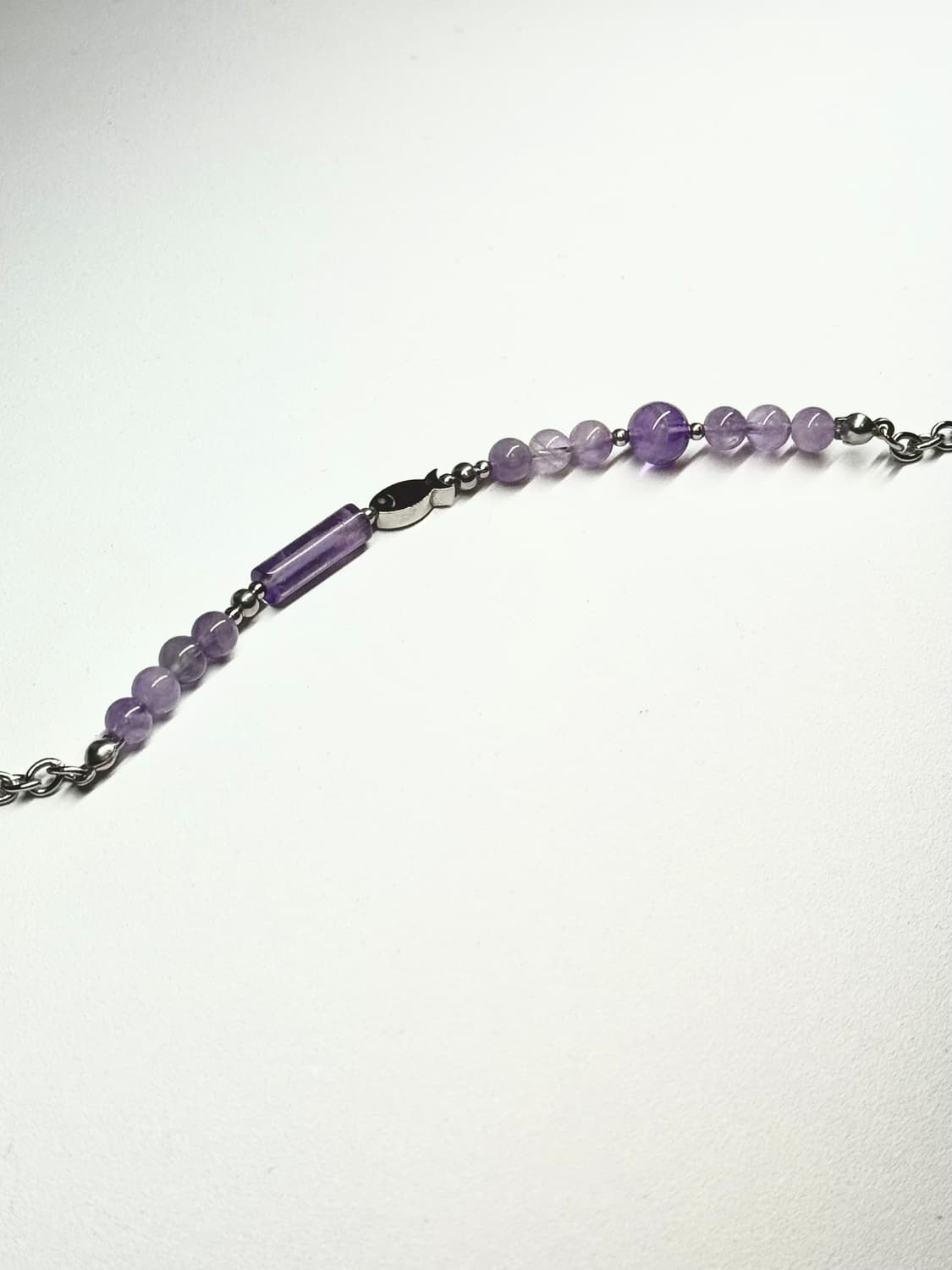 (핸드메이드) 천연석 자수정 물고기 체인 원석팔찌 상품이미지4