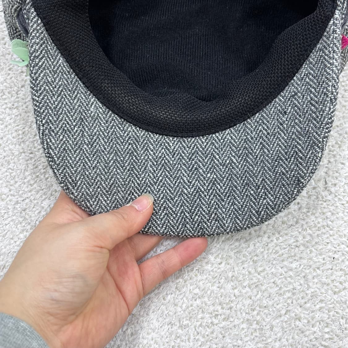 F 루이까스텔 체크 패턴 마도로스 모자 0331E 상품이미지5