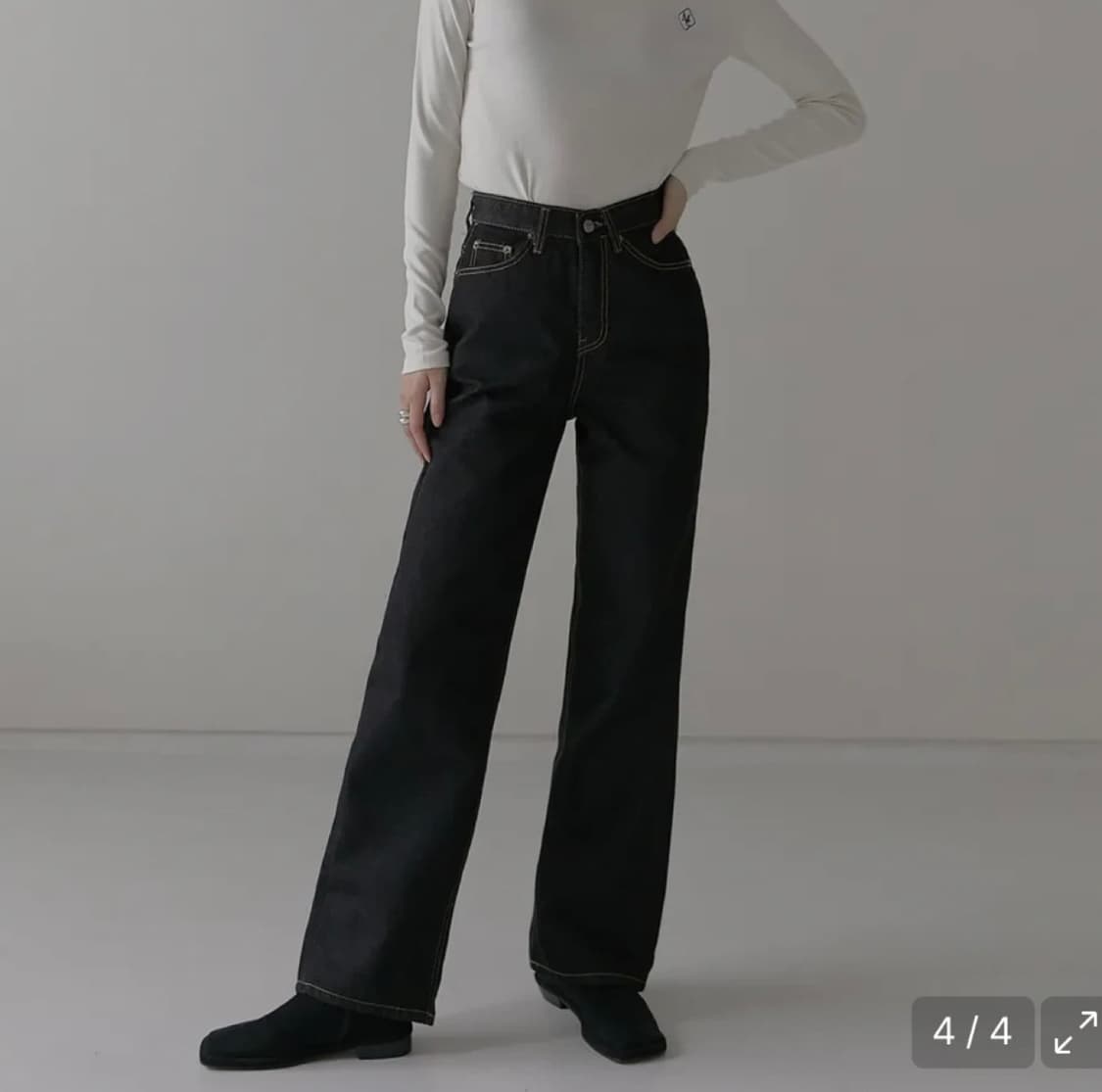 밀리언코르 9306 셀비지 논이염 블랙 세미와이드 데님 상품이미지2