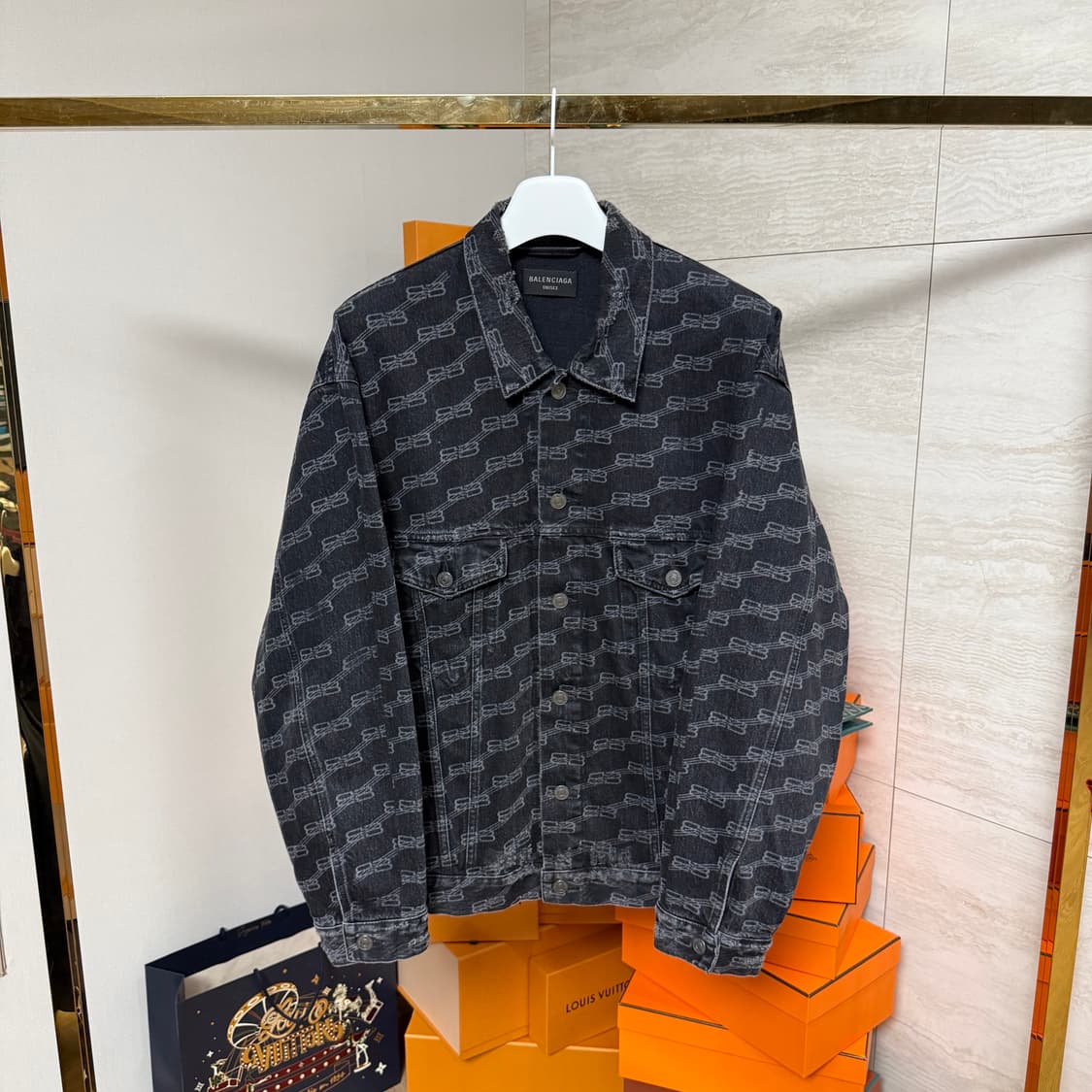 [XS사이즈]발렌시아가 BB로고 흑청 데님 자켓 상품이미지1