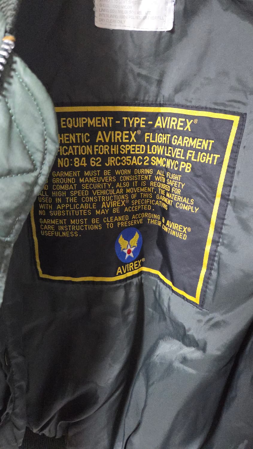 (착샷) 아비렉스 ma-1 봄버 자켓 usa 90s 상품이미지3