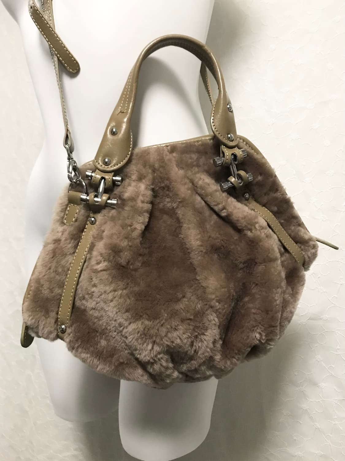 빈티지 페어리 모리 양털 레더 투웨이 가방 토트백 크로스백 상품이미지4