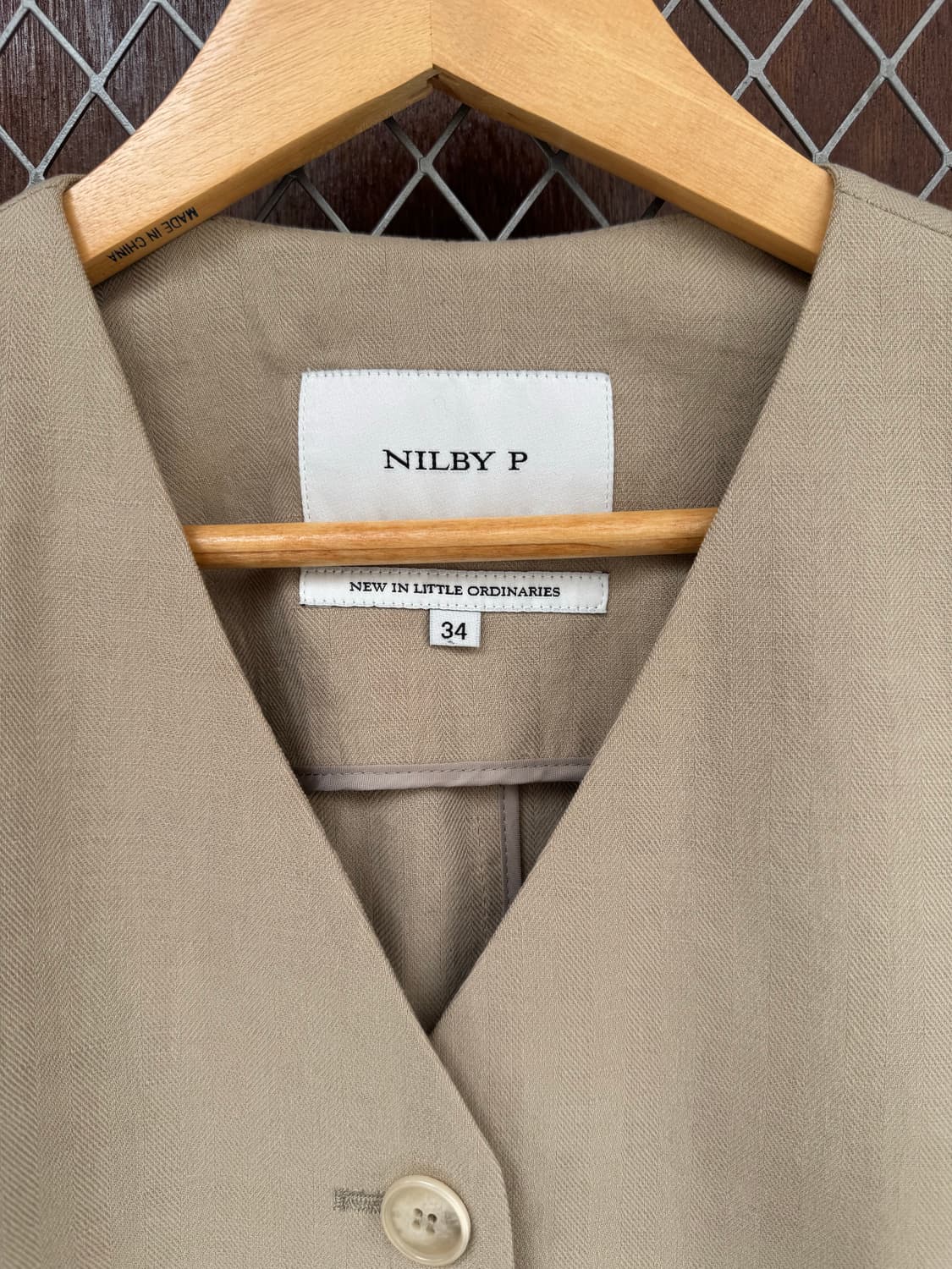 닐바이피 25N 린넨 브이넥 노카라 미니멀 베이지 자켓 34 상품이미지9