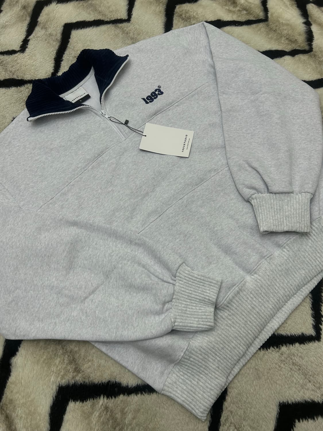 [L]1993스튜디오 오버핏 하프집업 맨투맨/멜란지그레이/기모 상품이미지2