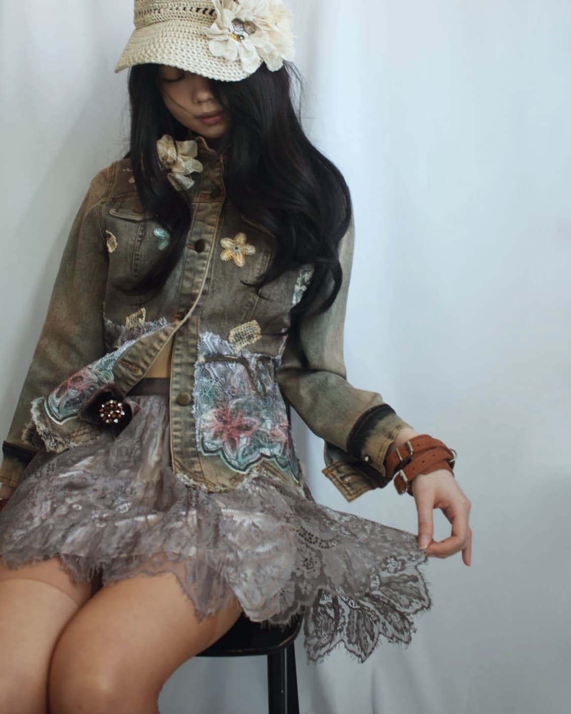 antique lace sha- skirt + ribbon brooch 상품이미지8