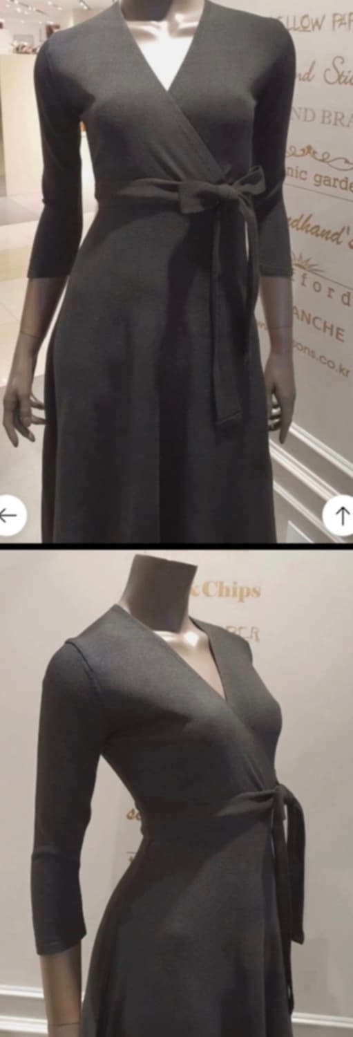 새제품 PARSONS 파슨스 브이넥 니트 원피스 타바코 다크브라운 진브라 상품이미지4