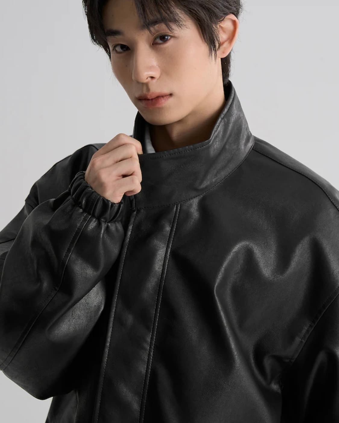 에잇세컨즈 블랙 레더 자켓 상품이미지6