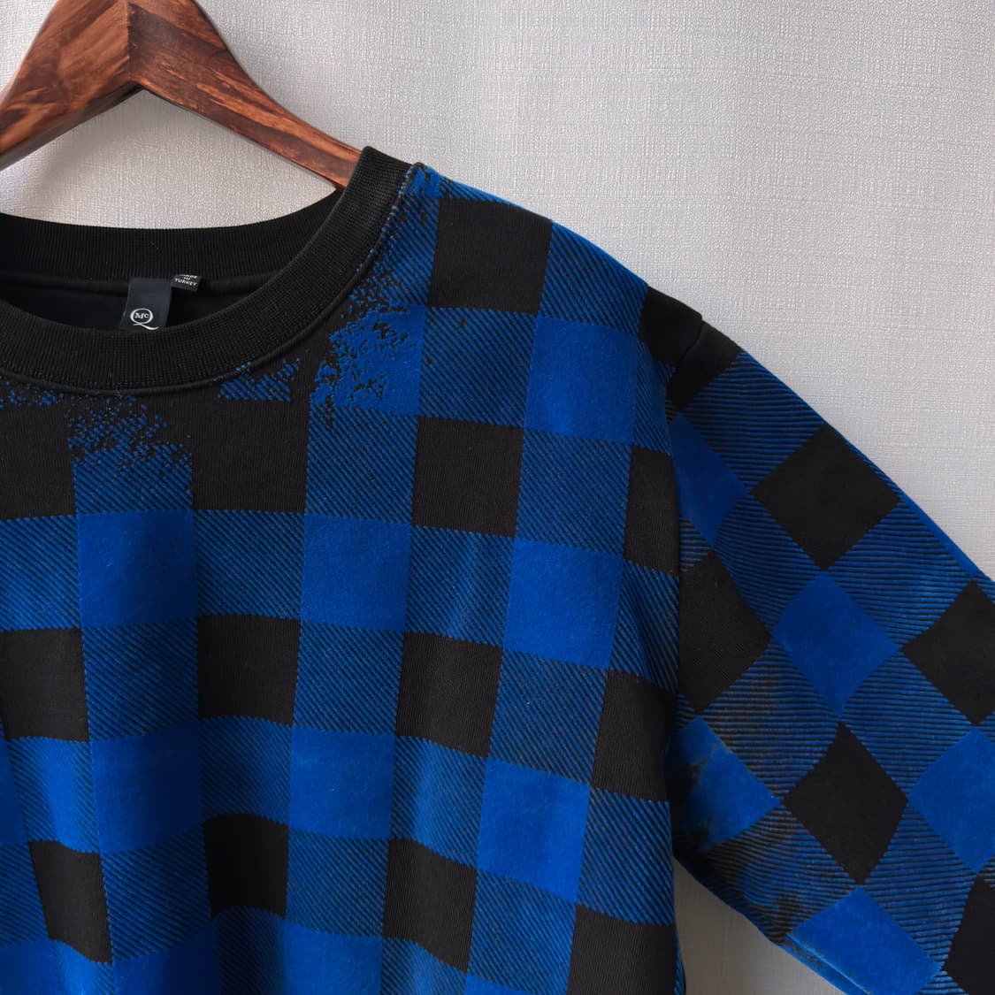 14AW 알렉산더맥퀸 아카이브 오버사이즈 벨벳 체크 맨투맨 (본사 샘플) 상품이미지2