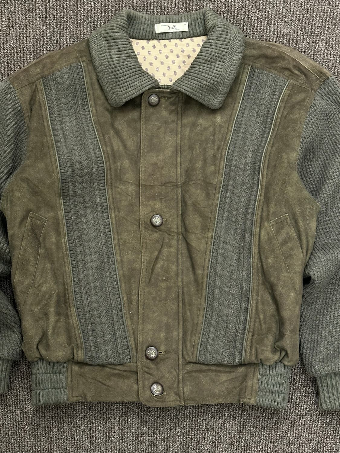 M)80’s 재패니즈 빈티지 스웨이드 니트 지퍼업 자켓 상품이미지3