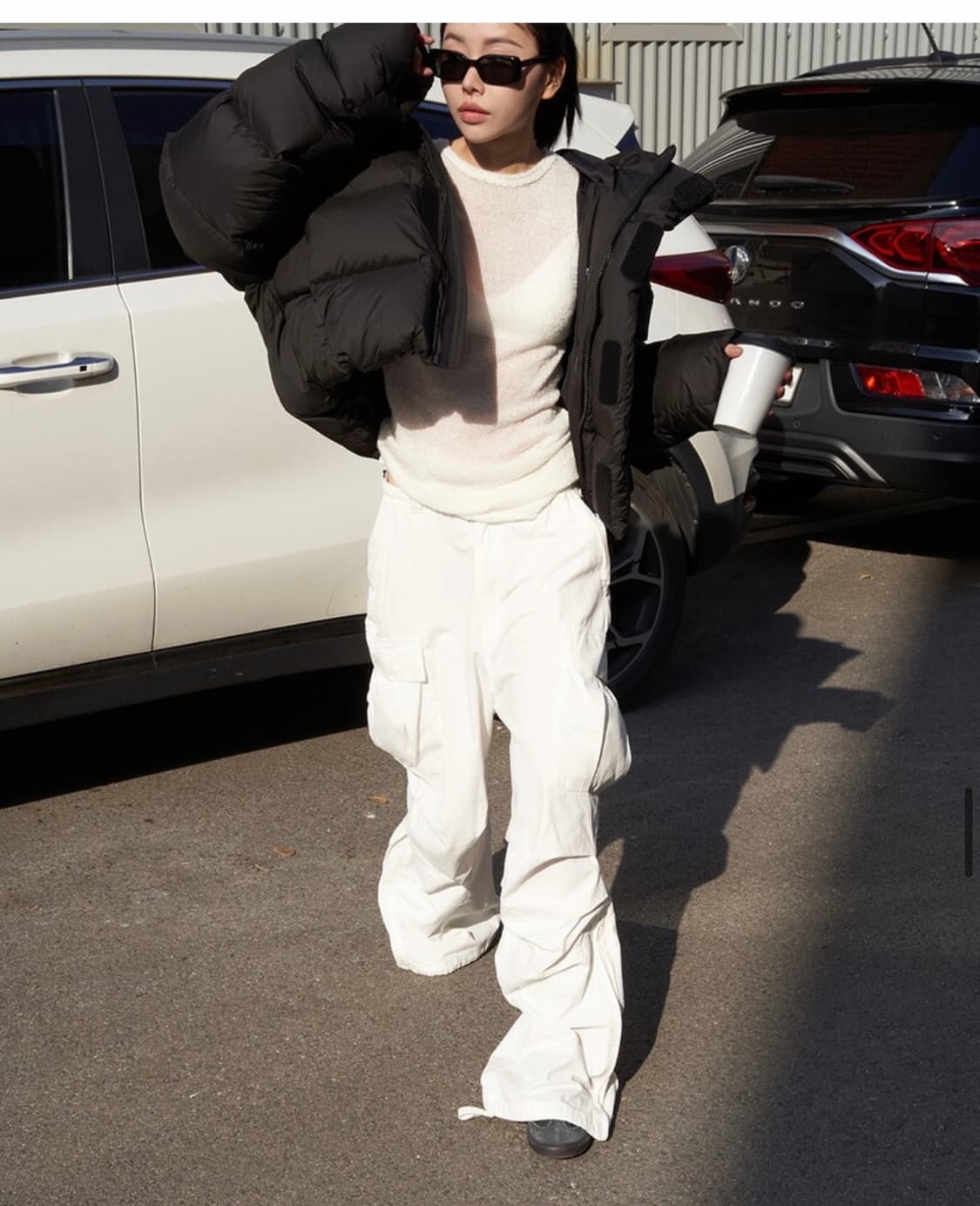 랑거 헤비 덕 다운 후디 패딩 점퍼 블랙 컬러 상품이미지3