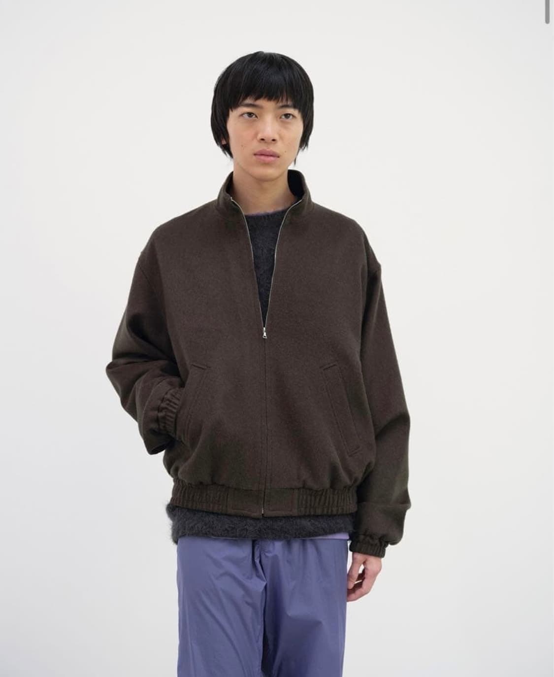 오라리 auralee 24aw 베이비 카멜 플란넬 블루종 상품이미지2