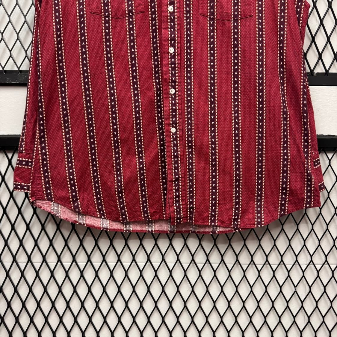 USA VTG 웨스턴 셔츠 스트라이프 패턴 투포켓 디테일 버건디 상품이미지4