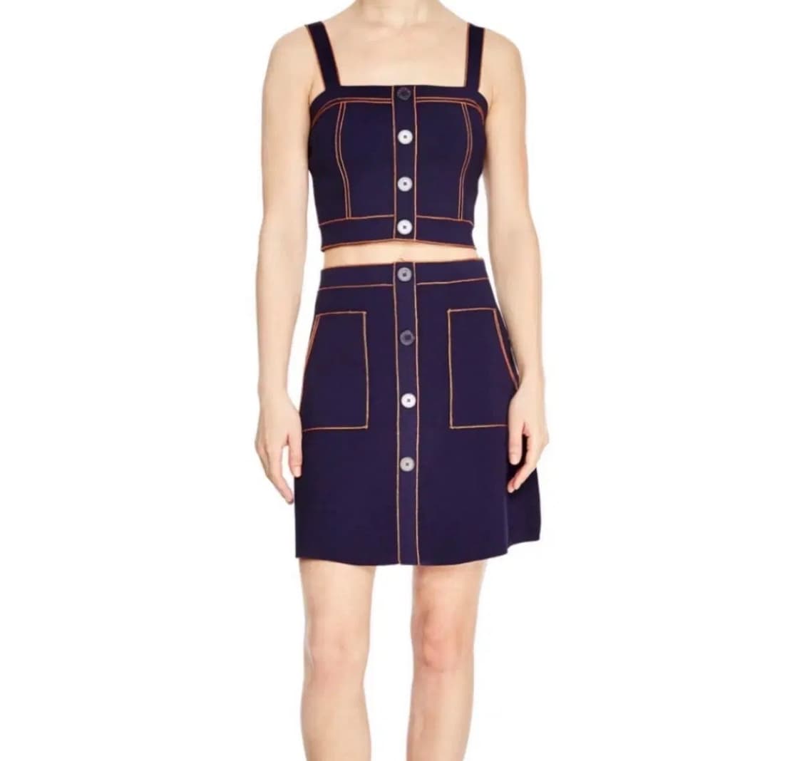 정품!! 여성 산드로 Sandro 오렌지 귀여운 스티치 스커트 상품이미지5