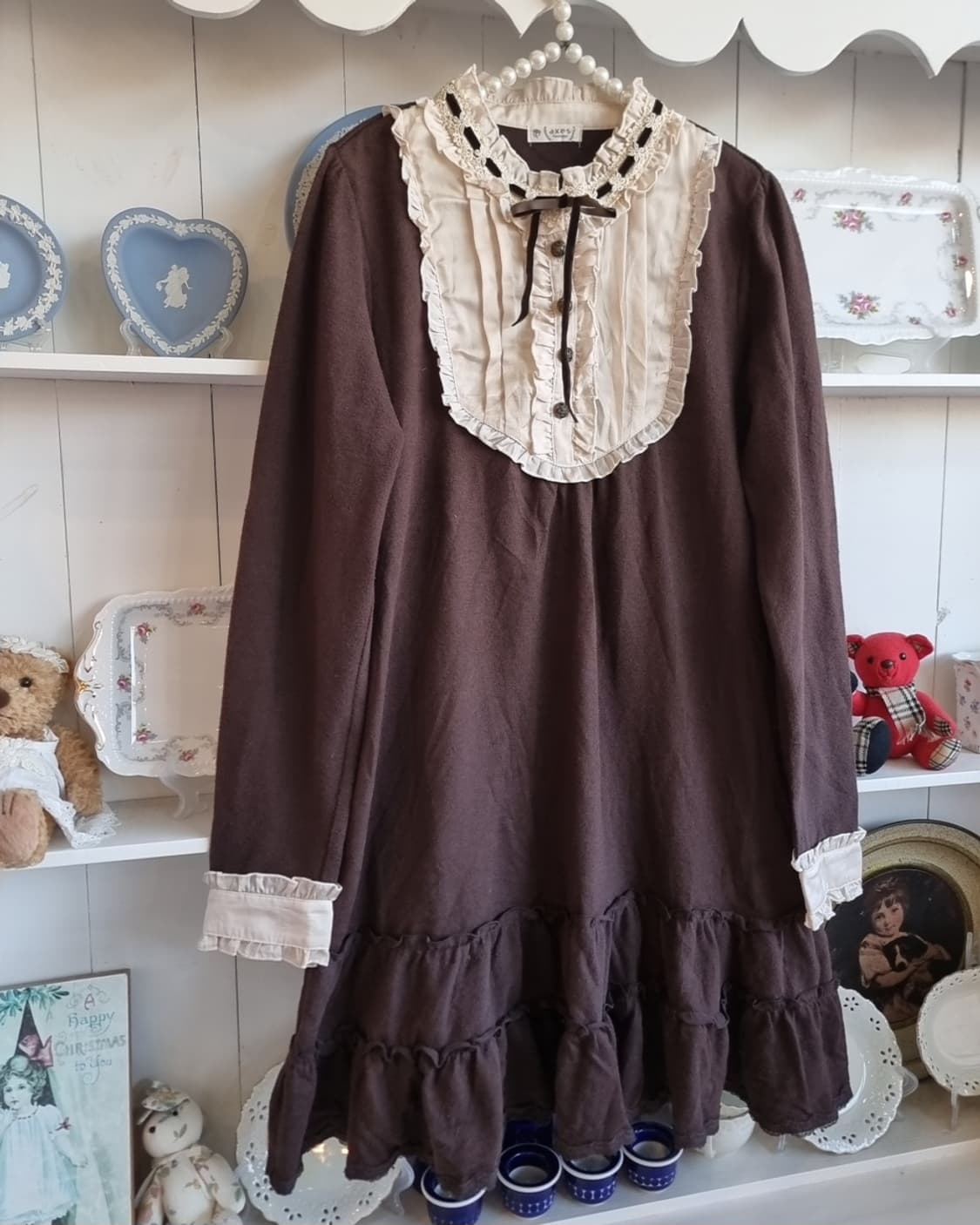 axes femme(악시즈팜므) 초코 크림 프릴 레이스 원피스 상품이미지3