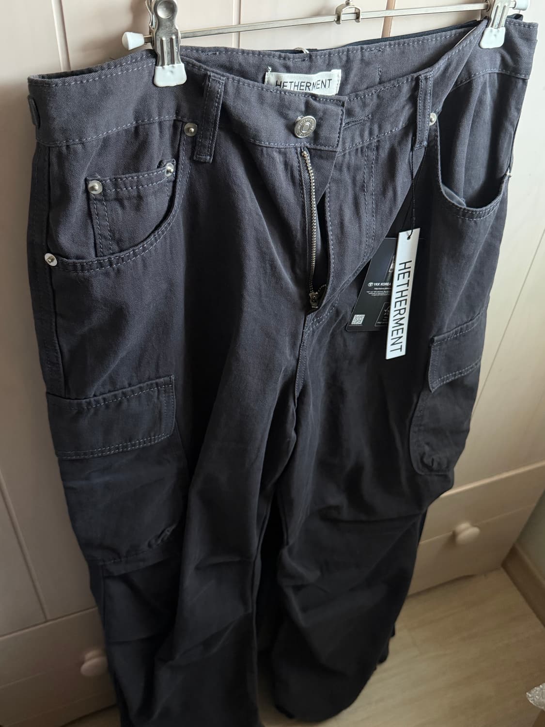 (새상품/택o) 헤더먼트 워시드 카고 팬츠 블루 차콜 상품이미지3