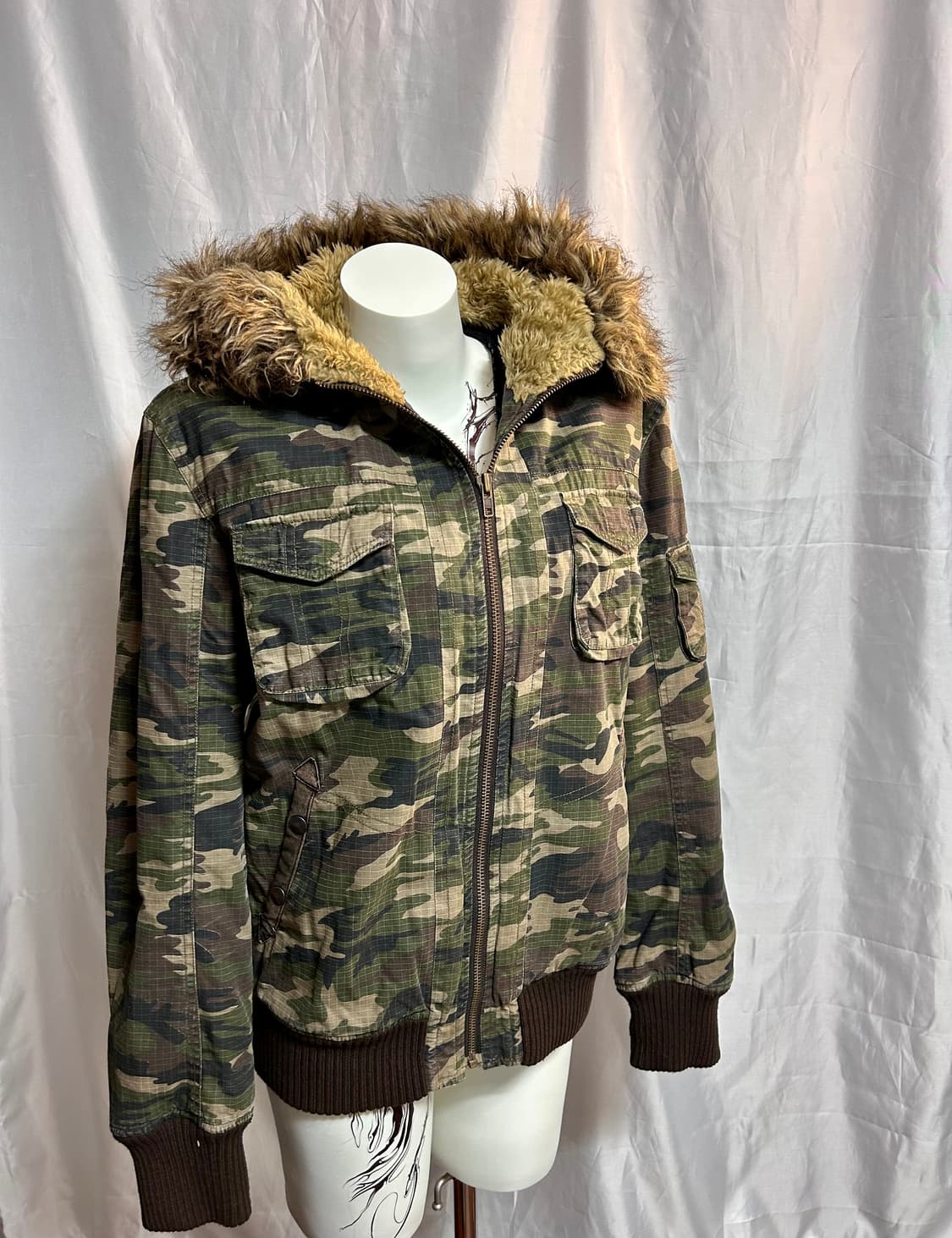 camo y2k wolf-jaw parka 상품이미지7