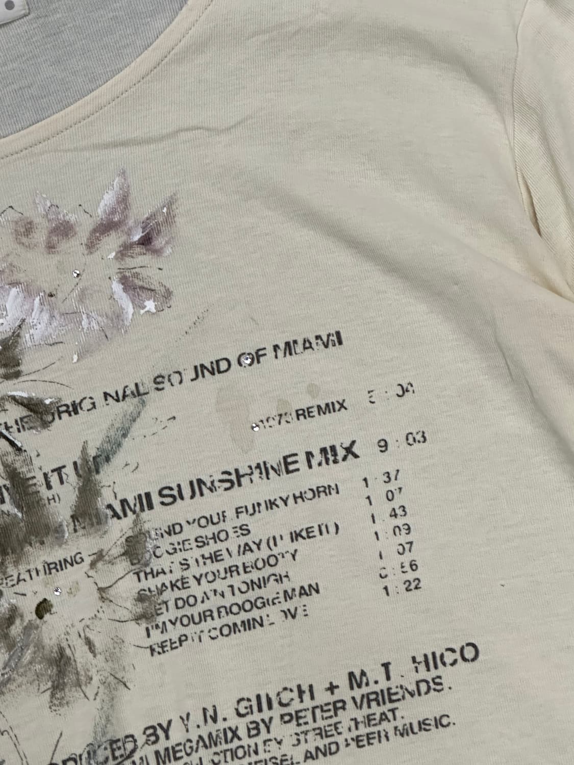 OS)Japanese vintage 여성 플라워 프린팅 비즈 디테일 반팔 상품이미지4