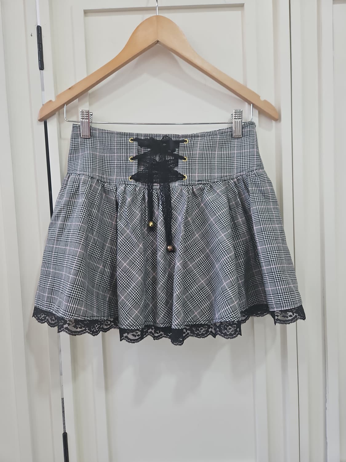 체크 레이스 코르셋 스커트 상품이미지1