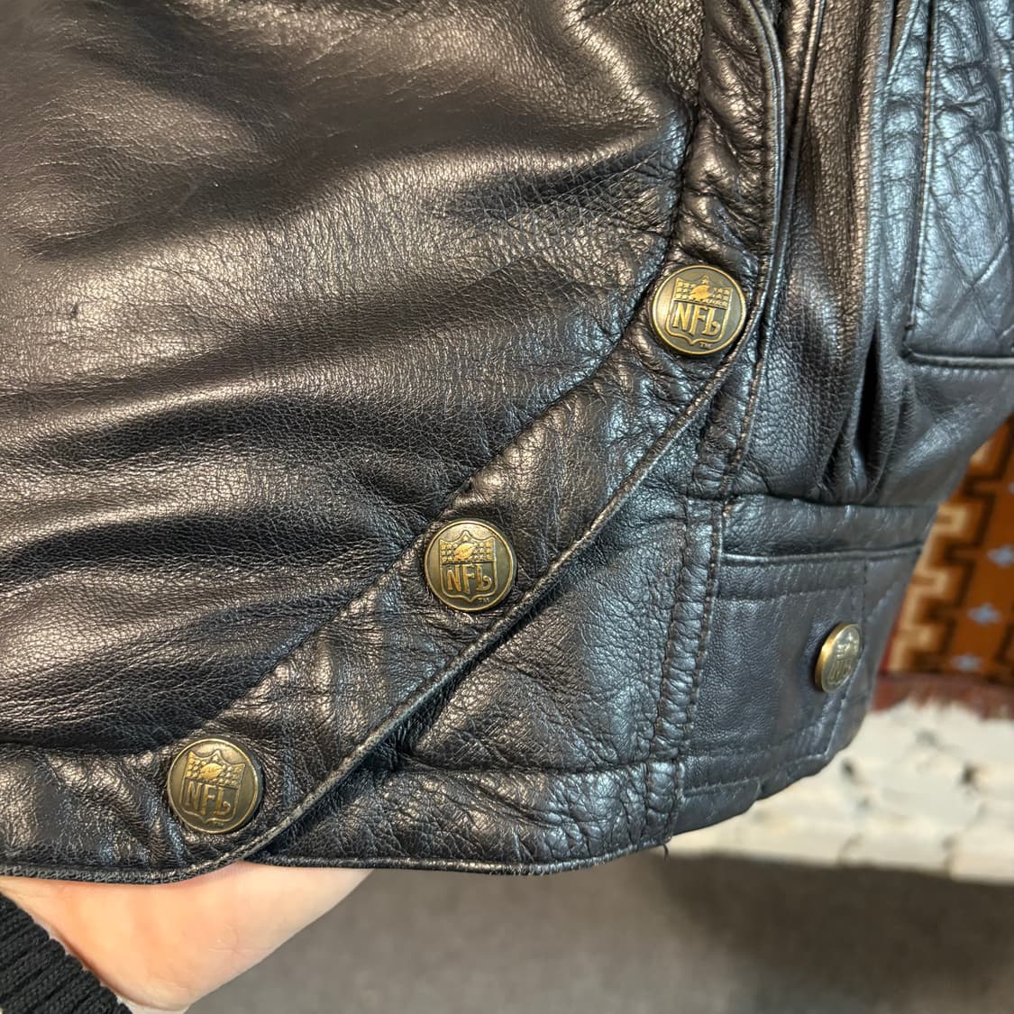 NFL버튼 양가죽 빈티지 자켓 상품이미지3