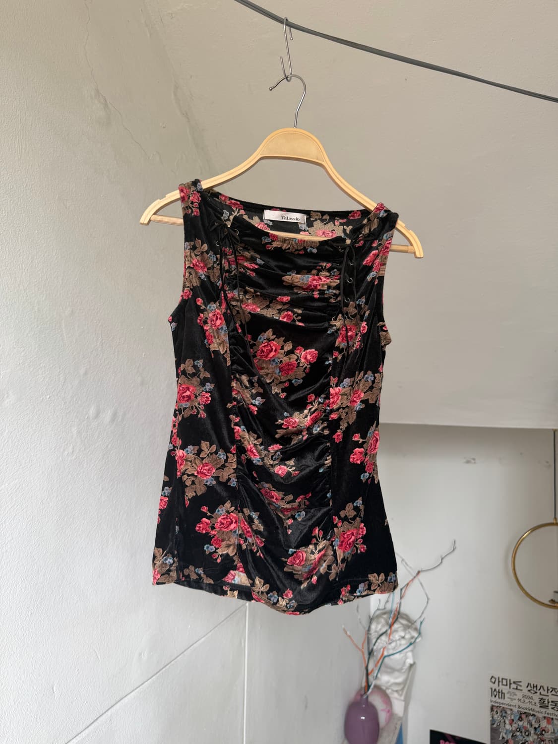 빈티지 플라워 벨벳 파티 나시 상품이미지1