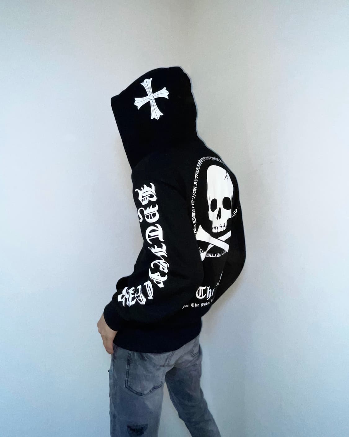 Skull punk cross detail hood 상품이미지1