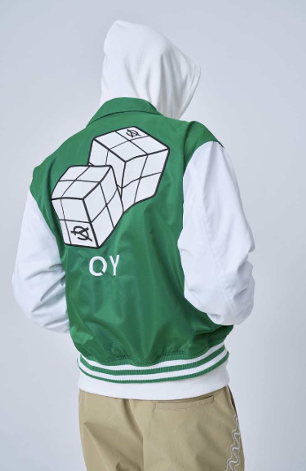 오와이 큐브 로고 바시티 자켓 그린 상품이미지4