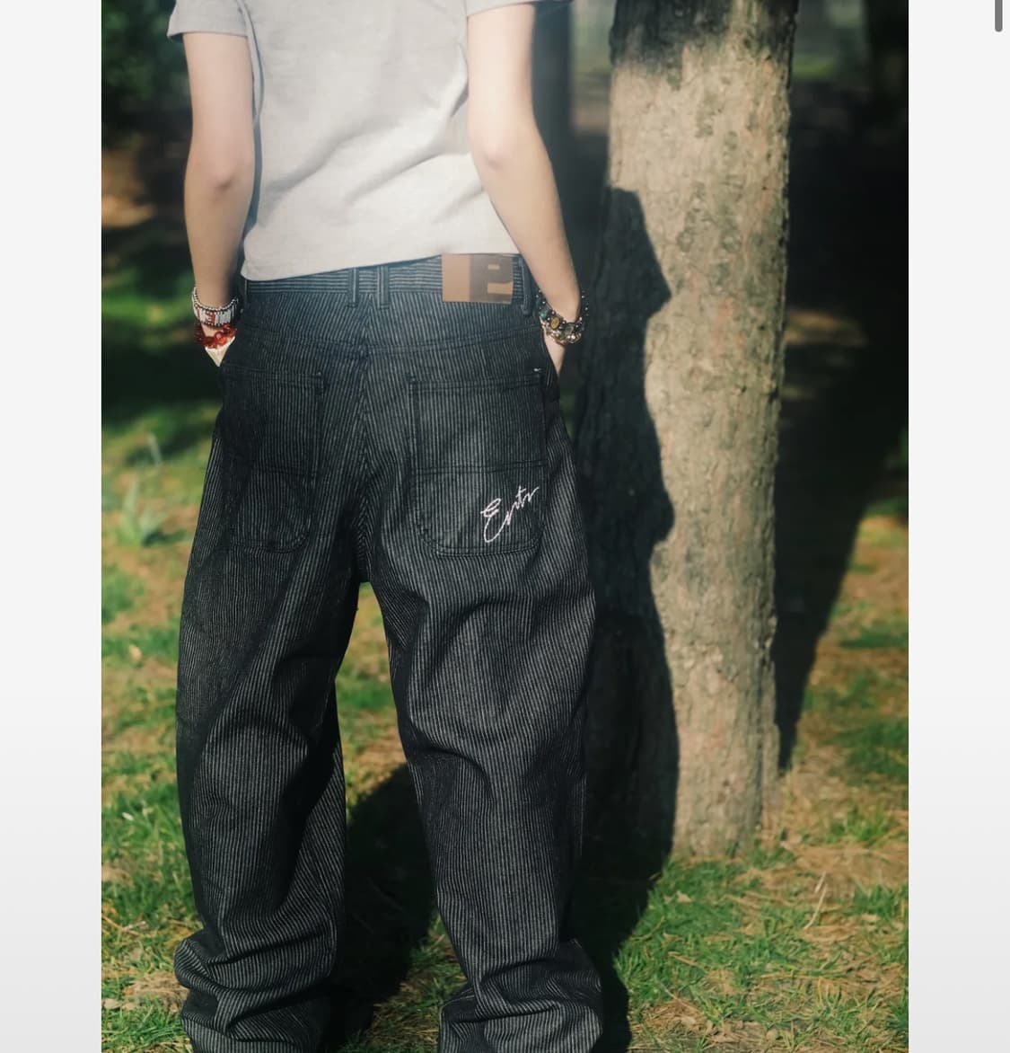 이알티알 스트라이프 데님팬츠 블랙 s 상품이미지1