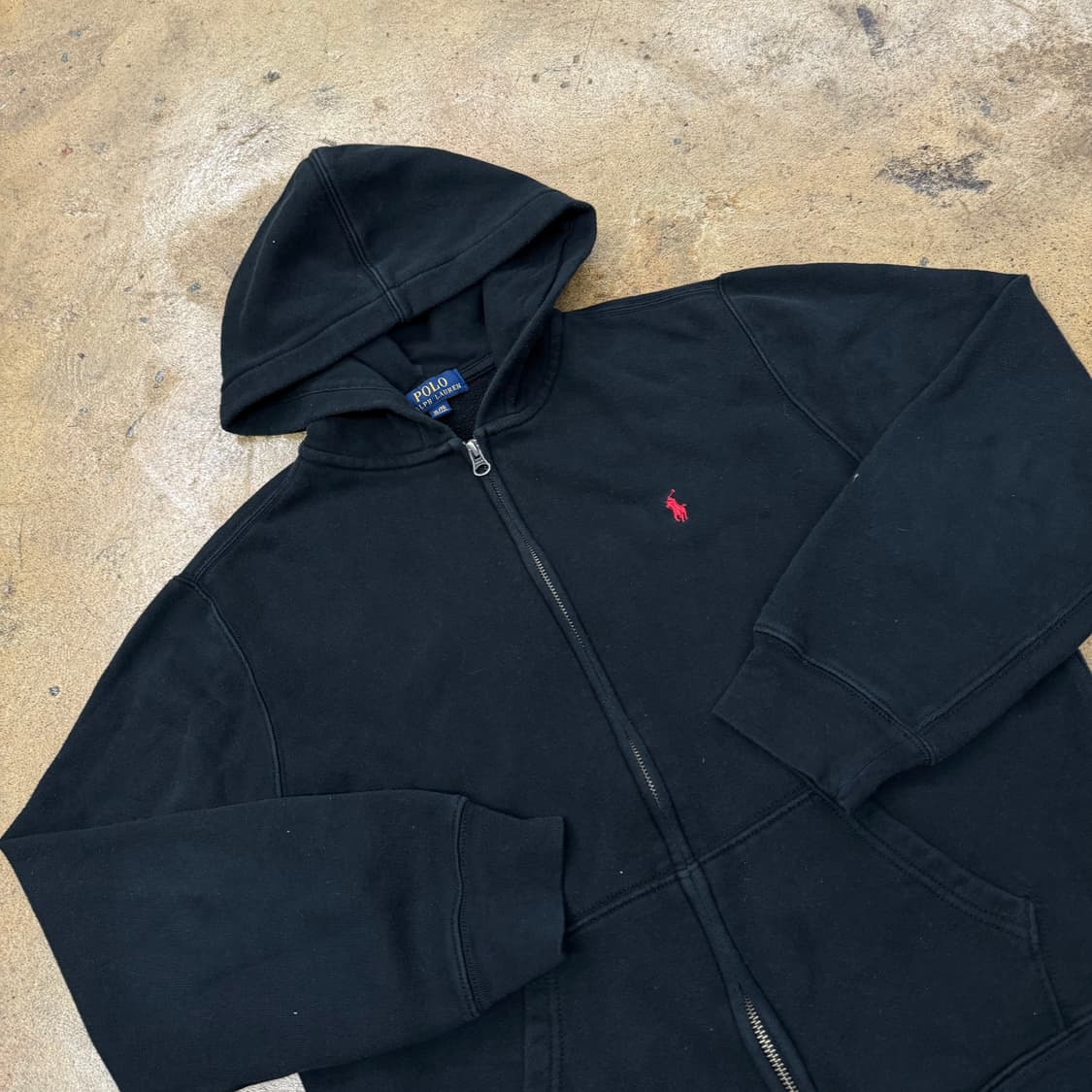 폴로 랄프로렌 블랙 검빨 후드집업 상품이미지1