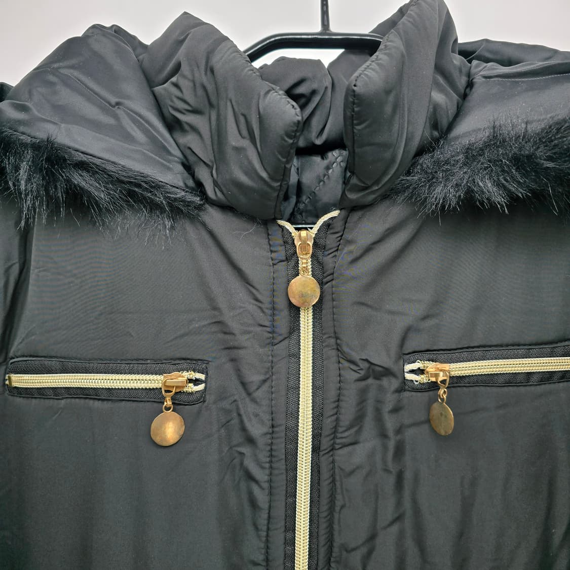 블랙 스키 점프수트 후드 퍼 여성용 상품이미지2