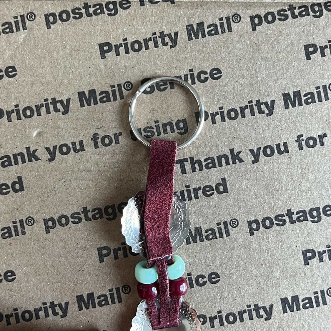 90s vtg Native Beads & Feather Keyring 상품이미지5