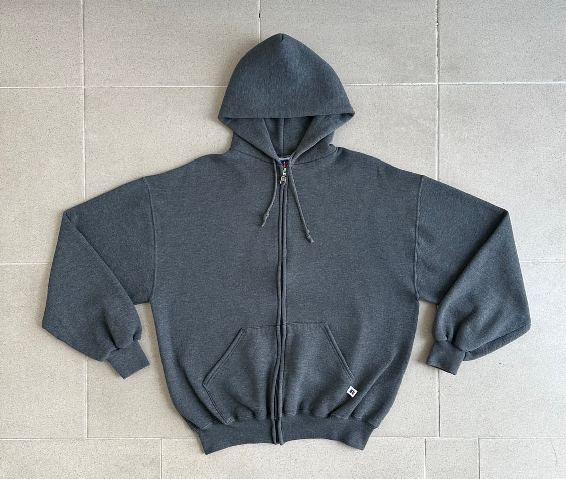 90s 빈티지 러셀 후드집업 다크그레이 L USA 상품이미지1