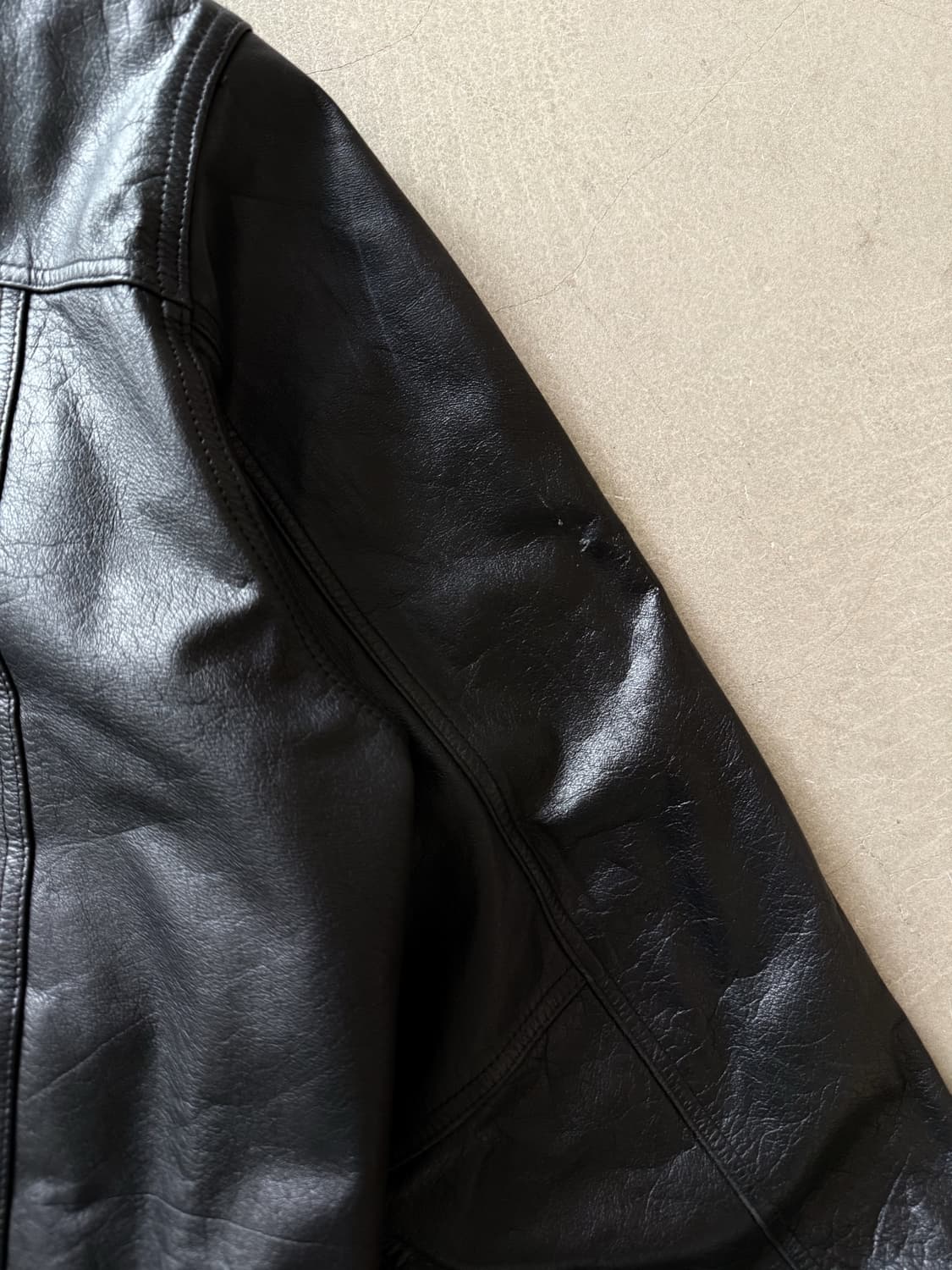 Vintage Sheepskin Leather Bomber Jacket 상품이미지5