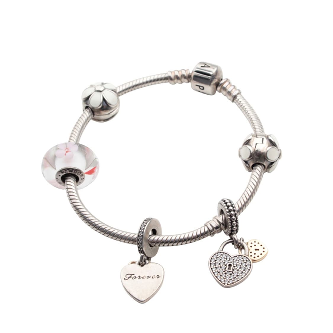 판도라 화이트플라워 참 925실버 팔찌 상품이미지1