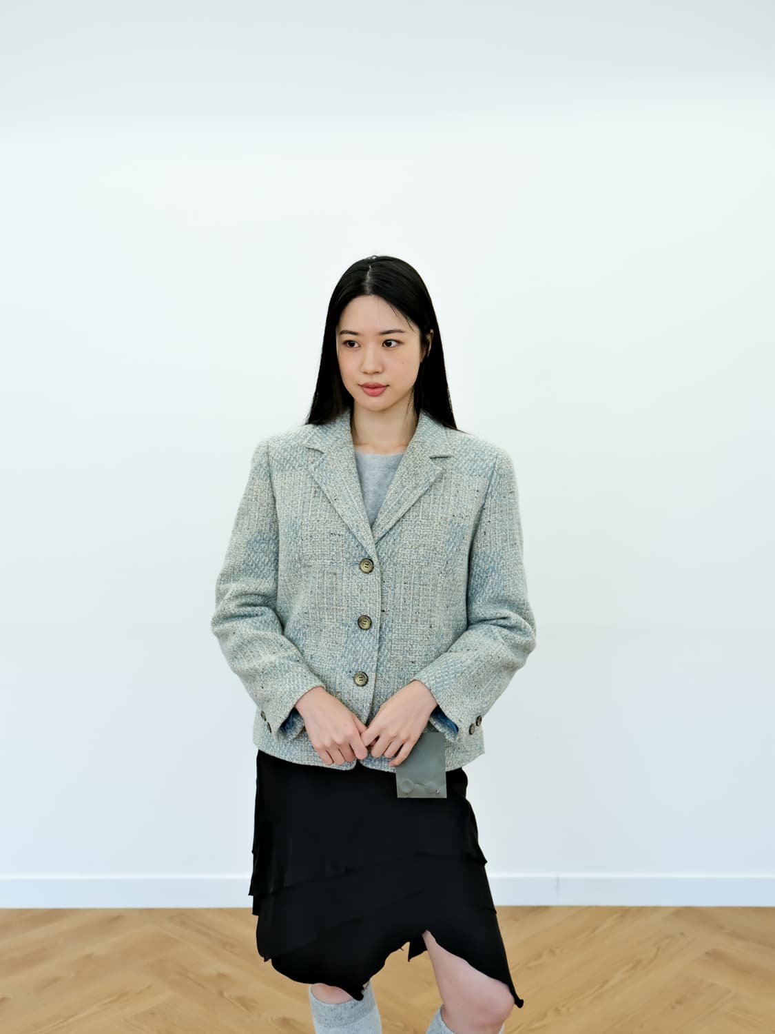 JPN 울 75% 그레이 트위드 자켓 W95-100  상품이미지3