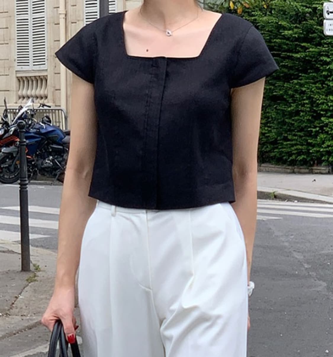 [브론] 린넨 스퀘어 자켓 (블랙 / M) 상품이미지3