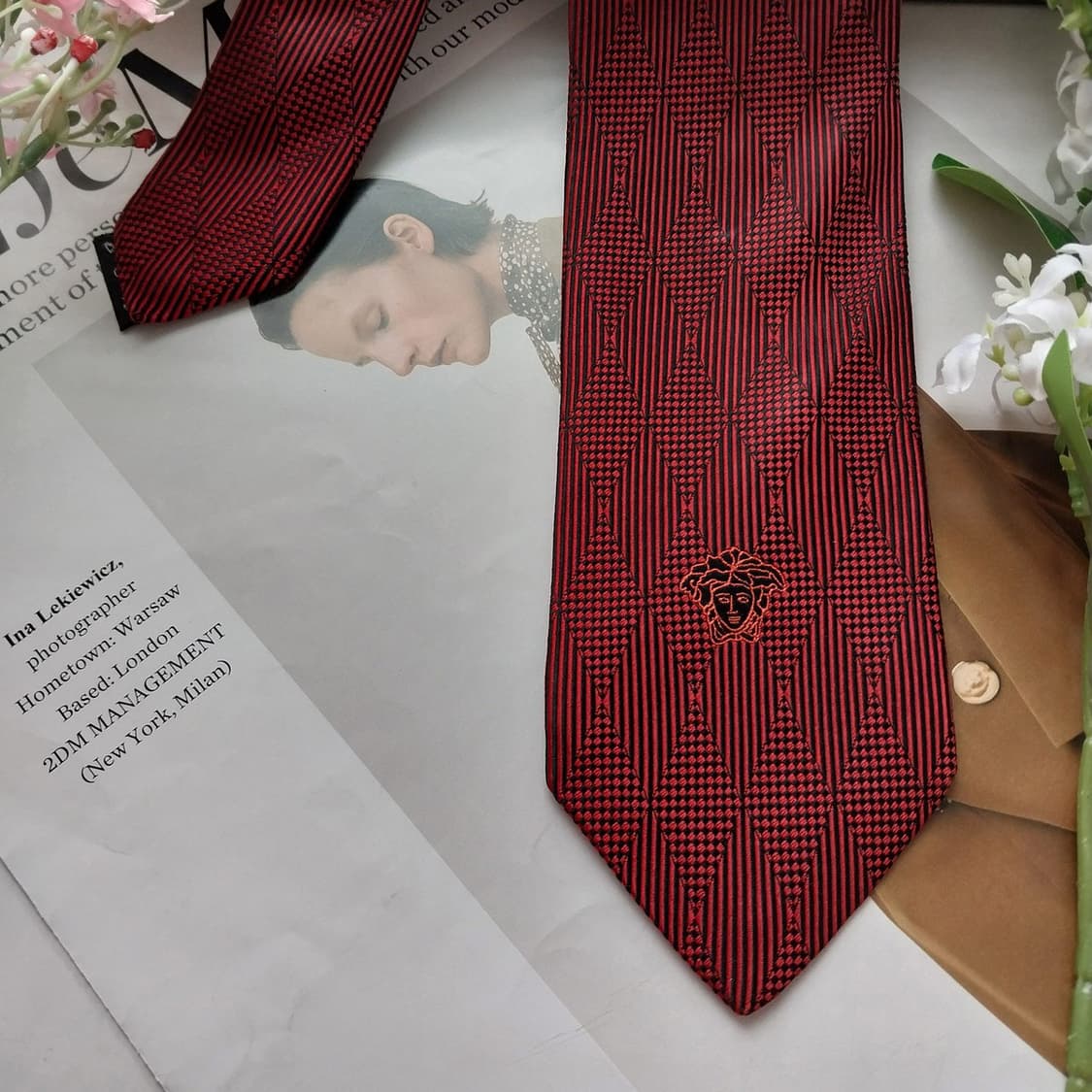 베르사체 실크 메두사 패턴 슬림 넥타이 7.7cm A+등급 K1613
 상품이미지4