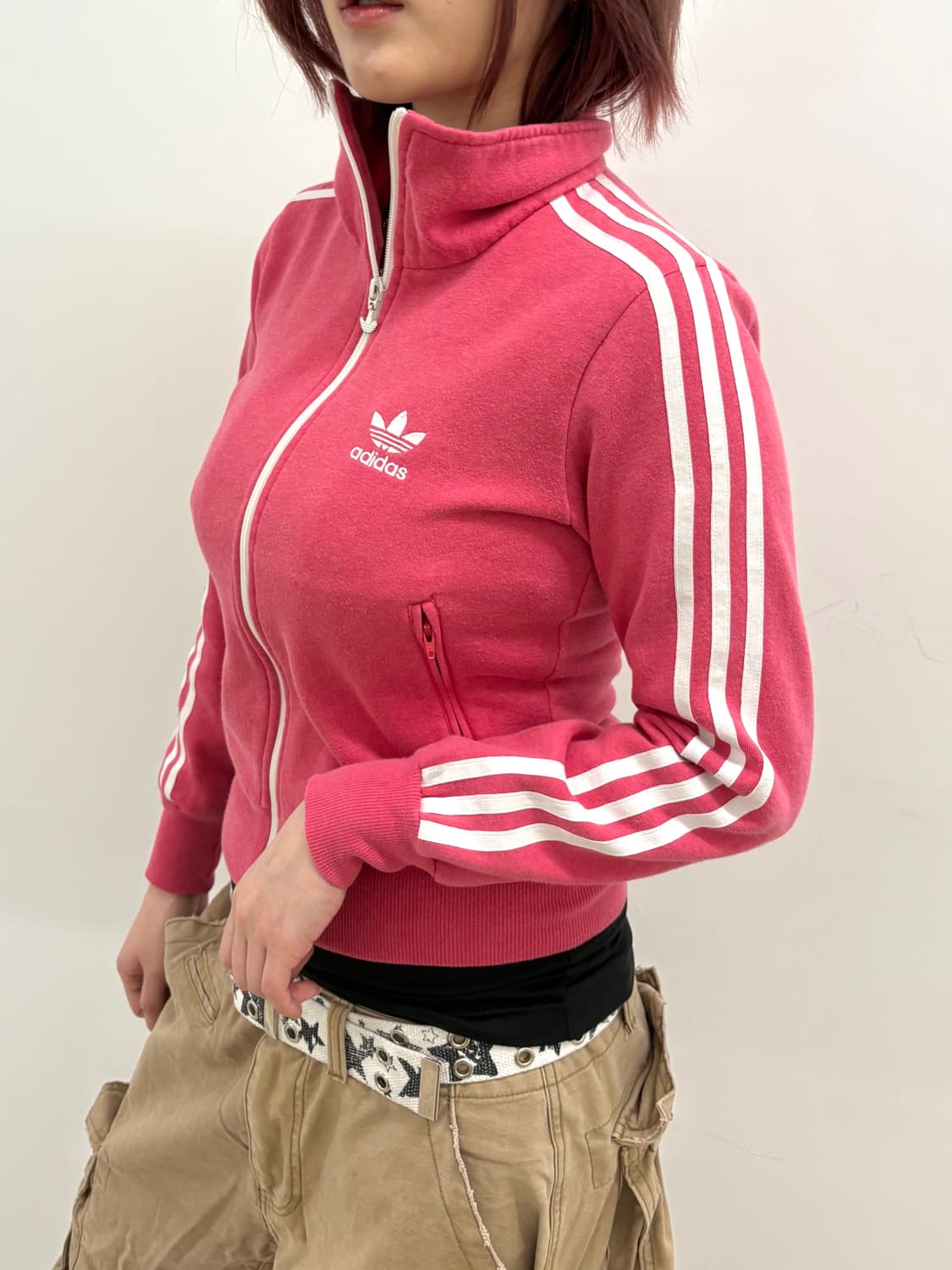 90'sAdidas 핑크 삼선 집업 상품이미지1