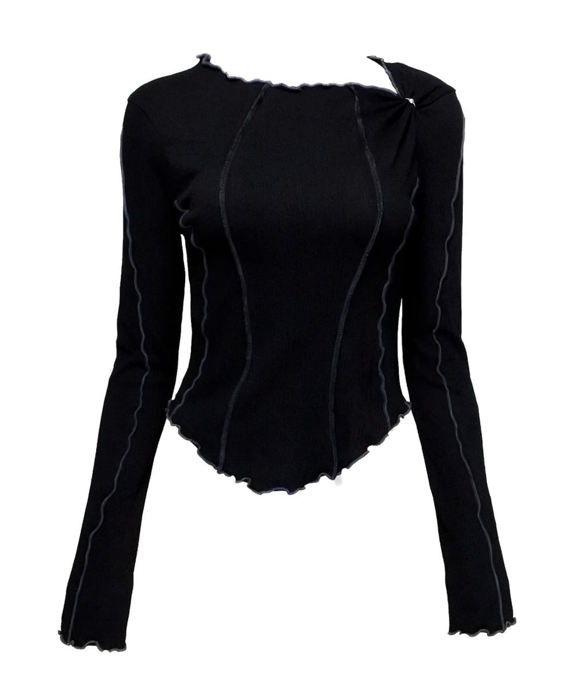 메조쿤스트 링클 웨이브 탑 블랙 상품이미지2