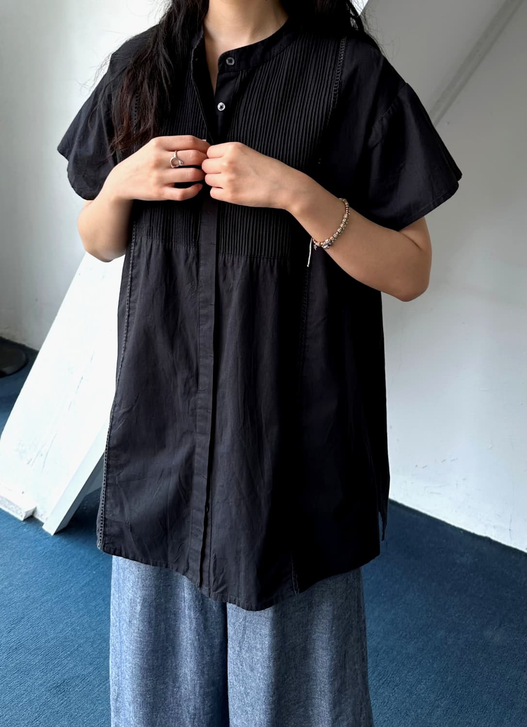 Natural cotton design loose shirt top 상품이미지3
