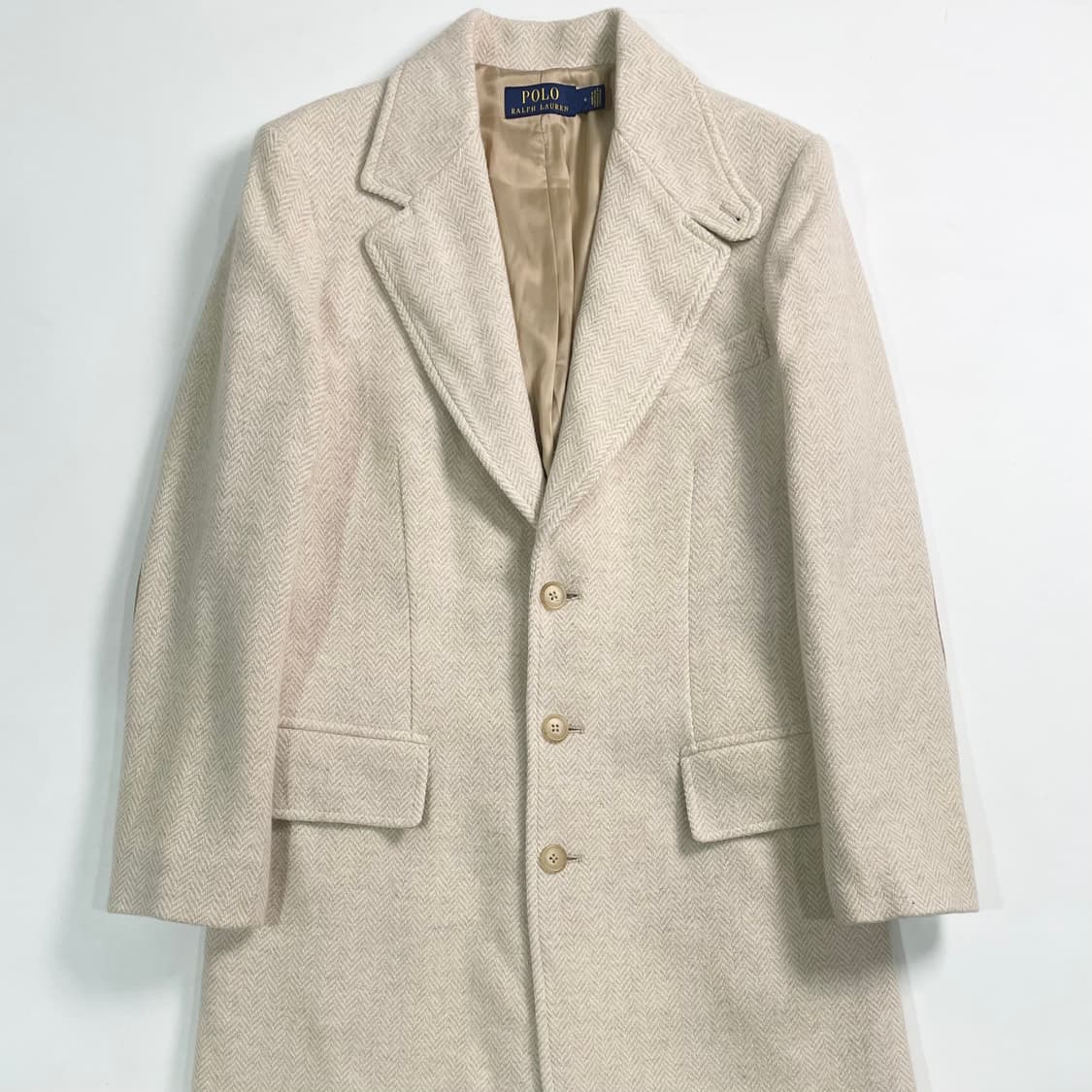 폴로 랄프로렌 우먼스 아이보리 헤링본 울 코트 상품이미지1