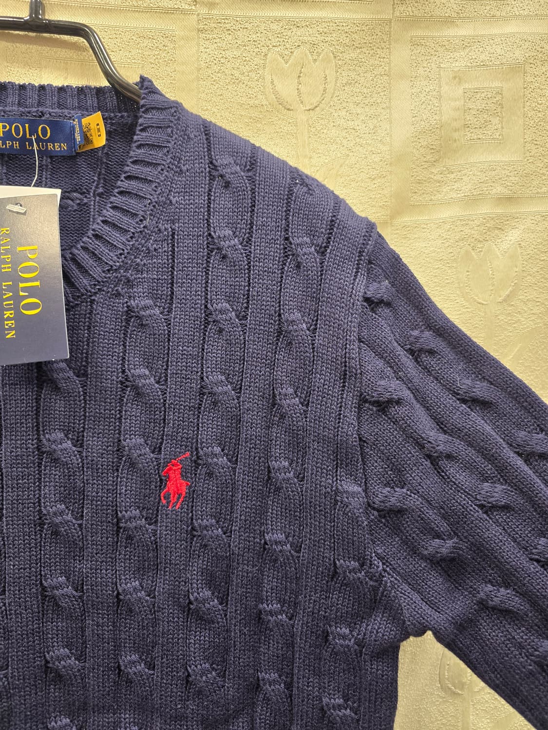 새상품) 폴로 랄프로렌 네이비 케이블 니트 티셔츠 M(95) 상품이미지3