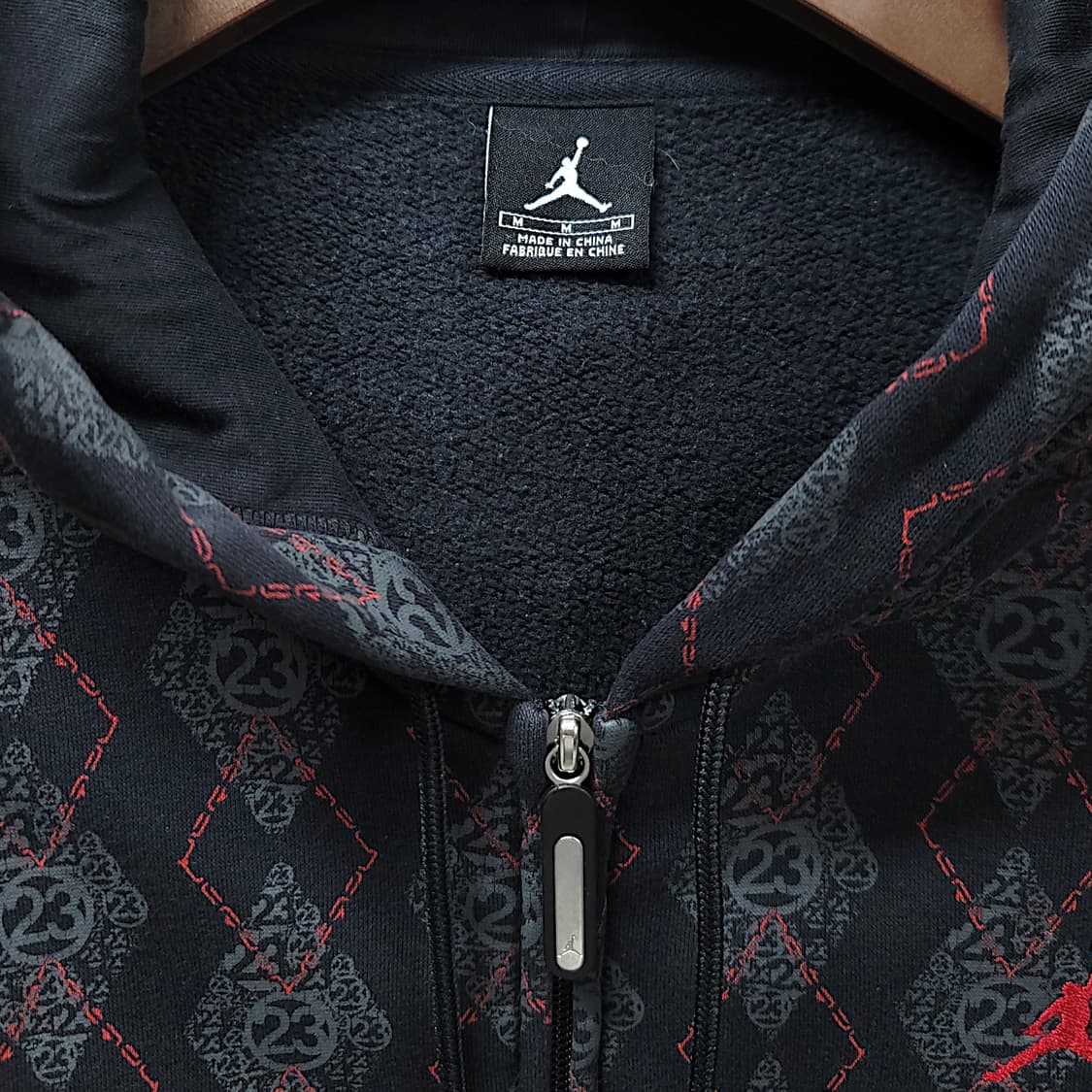 [100/M]  나이키조던 블랙 아가일 패턴 기모 후드집업 상품이미지9