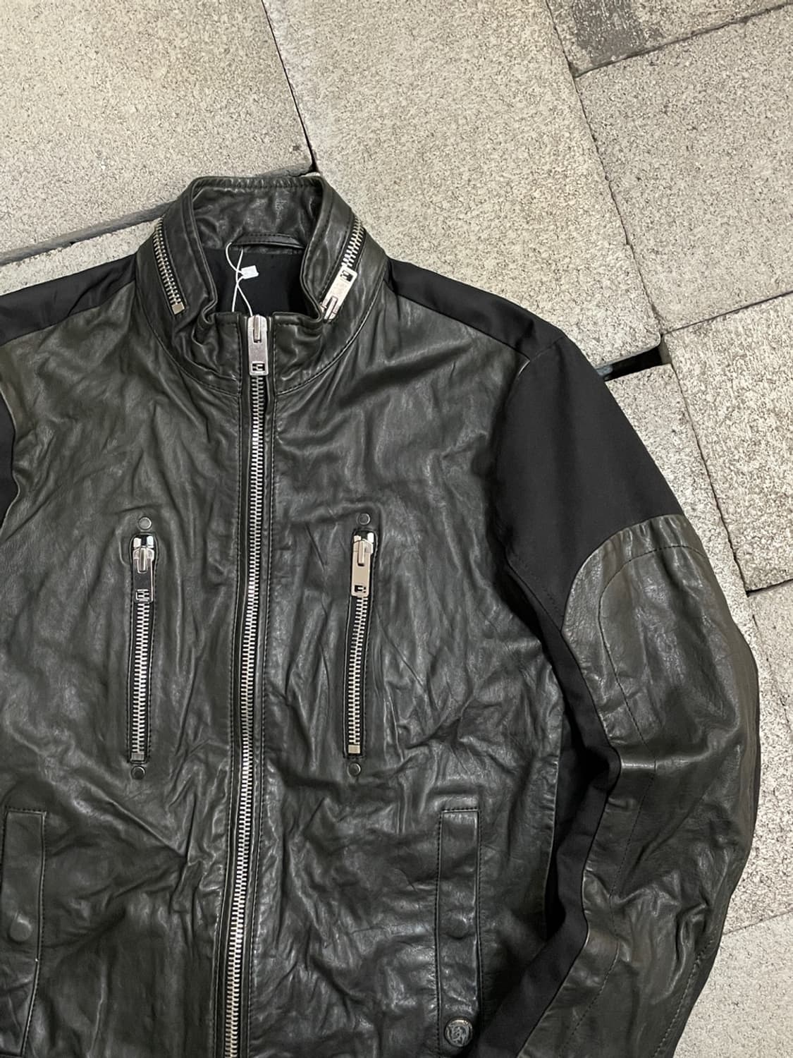 디젤 레더 믹스 봄버 자켓 상품이미지3