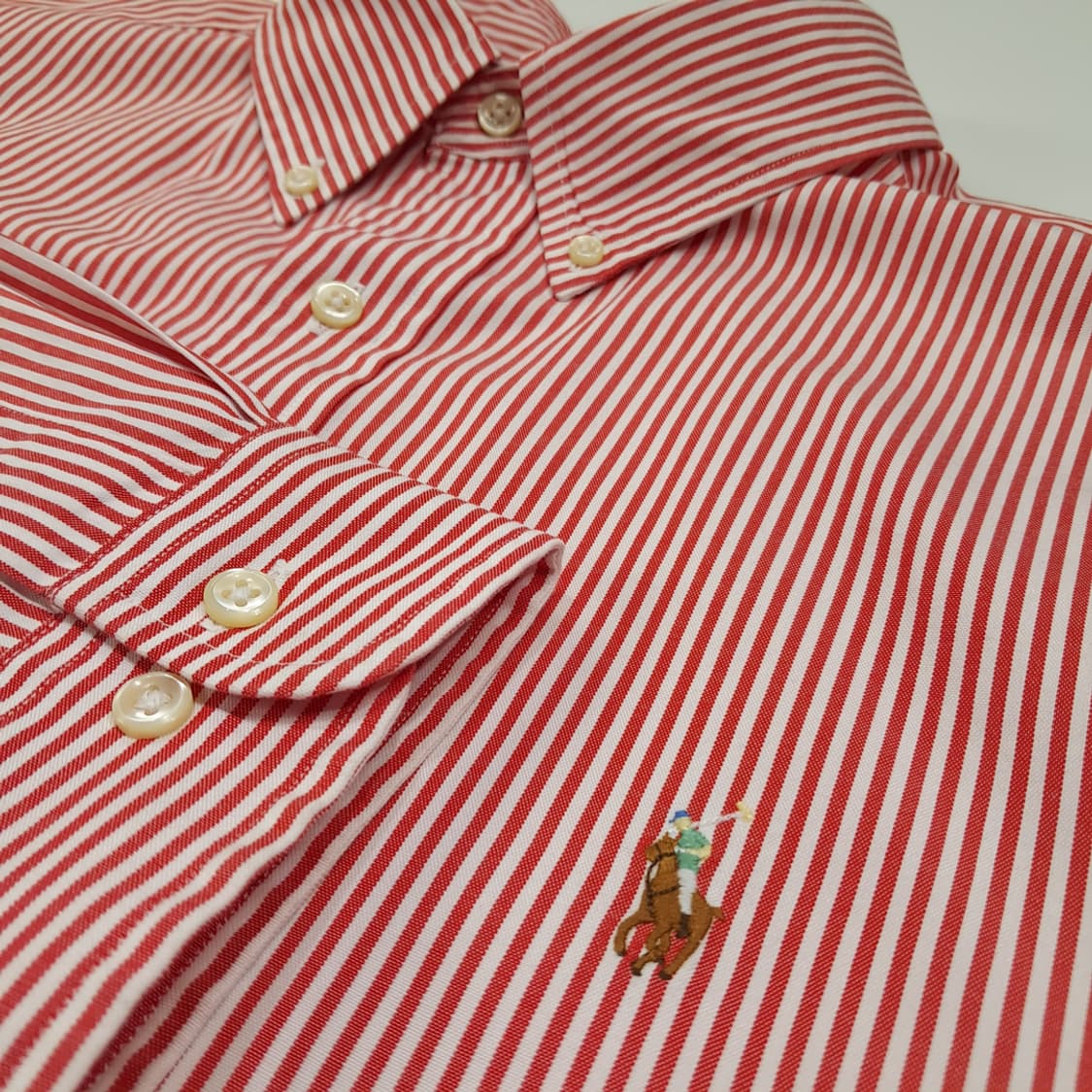 CL576 3XL 폴로 코튼 스트라이프 멀티포니 레드 셔츠 남방 상품이미지4