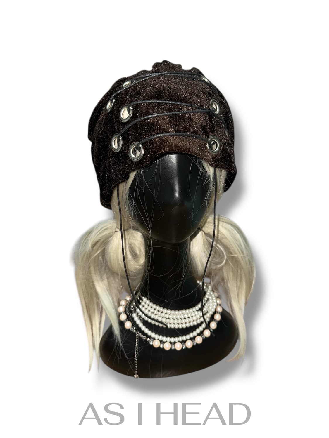 벨벳 더블 아일렛 핸드메이드 롱 비니 상품이미지2